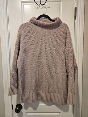 aerie Oversized Turtle Neck Sweater - Taupe - Large